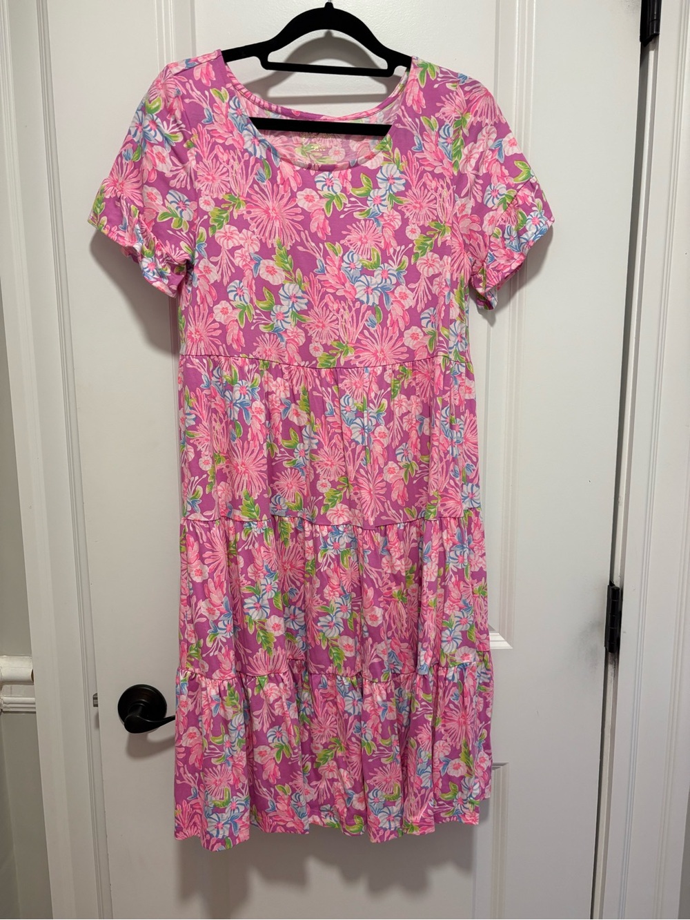 Lilly Pulitzer Jodee Swing Dress Amethyst Floral Pink Cotton Small Shortsleeved